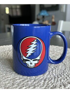 GRATEFUL DEAD Coffee Mug Steal Your Face Skull Logo on Blue 12 oz. Tea Cup 2014